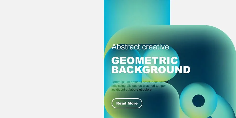 Abstract geometric background features vibrant blue, green hues. Text reads Stock Illustration