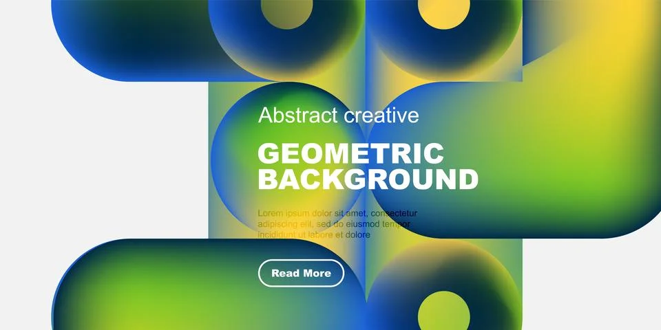 Abstract geometric background features vibrant blue, green, yellow gradients. イラスト素材