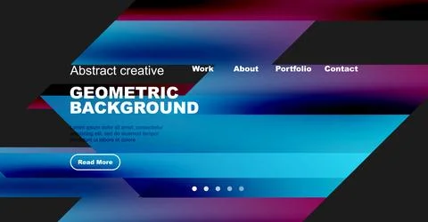 Abstract geometric background features vibrant blue, red gradients. Website Stock Illustration