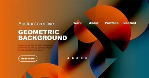 Abstract geometric background features vibrant colors, text elements, navigation Stock Illustration