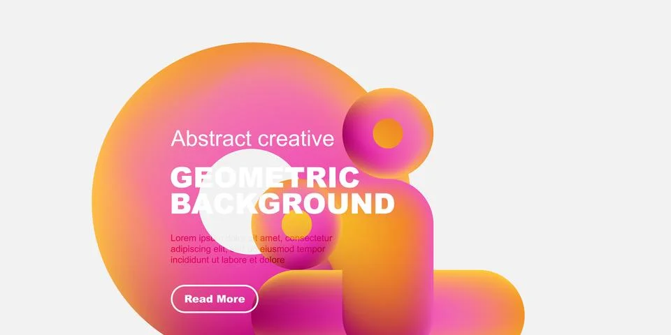 Abstract geometric background features vibrant orange, pink, purple hues. Text Illustrazione stock