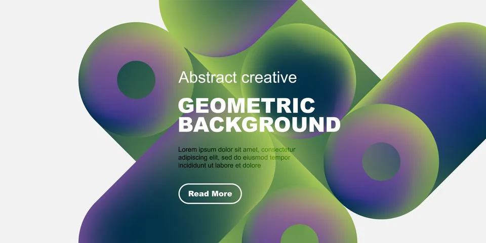 Abstract geometric background features vibrant overlapping shapes. Text includes Stock Illustration