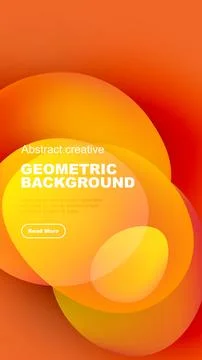 Abstract geometric background features vibrant orange, yellow hues. Text block Stock Illustration