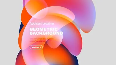 Abstract geometric background features vibrant overlapping shapes. Orange, pink, イラスト素材