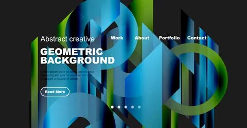 Abstract geometric background features vibrant blue, green hues. Website header Stockillustratie