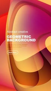 Abstract geometric background features vibrant orange, purple gradients. Text Illustrazione stock