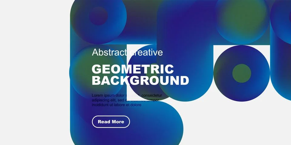 Abstract geometric background features vibrant blue hues, overlapping circles, Stock Illustration