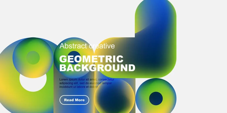 Abstract geometric background features vibrant color gradients, rounded shapes, Stockillustratie