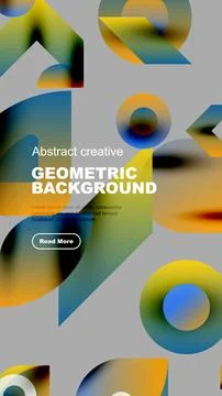 Abstract geometric background features vibrant shapes, gradients. Modern design Stockillustratie