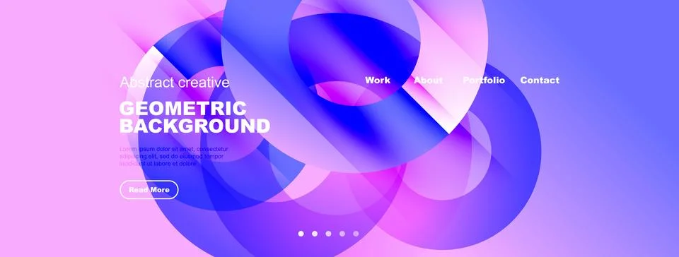 Abstract geometric background features vibrant pink, blue hues. Text overlays Stock Illustration