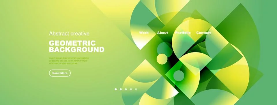 Abstract geometric background features vibrant green, yellow hues. Modern d.. Illustrazione stock