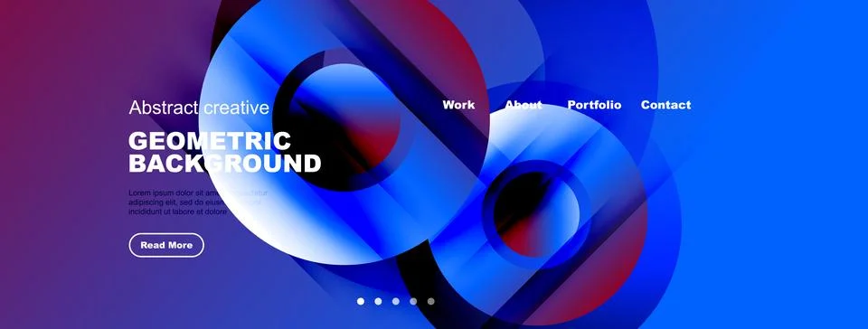 Abstract geometric background features vibrant blue, red gradients. Website Stock Illustration