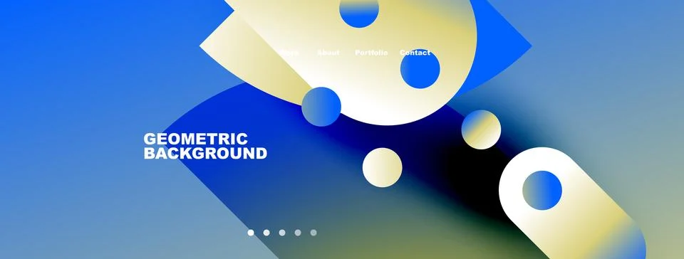 Abstract geometric background features vibrant blue, yellow gradients. Circle Illustrazione stock