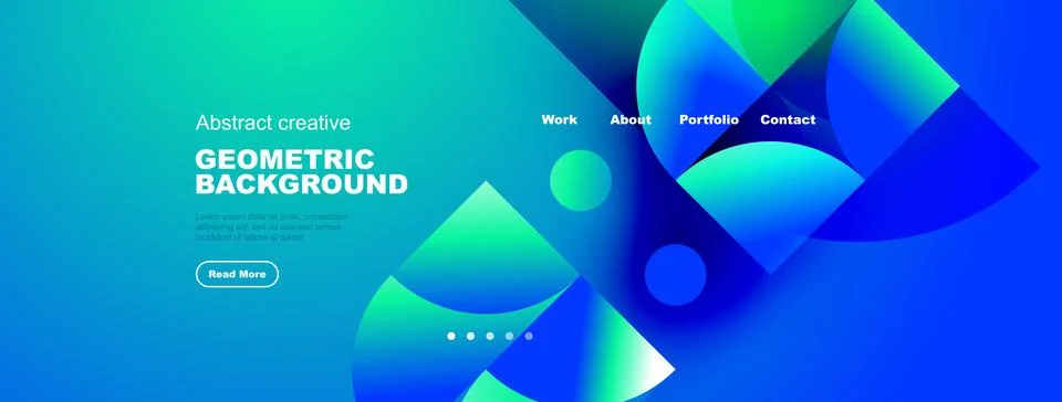 Abstract geometric background features vibrant blue, green gradients. Navig.. Stock Illustration