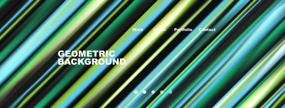 Abstract geometric background features vibrant diagonal lines. Text displays Stock Illustration