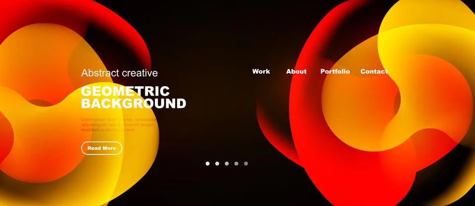 Abstract geometric background features vibrant orange, yellow shapes. Dark Illustrazione stock