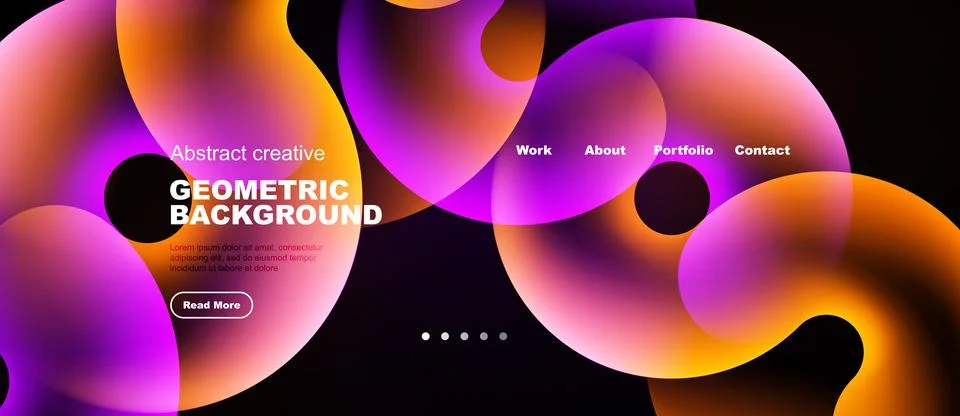 Abstract geometric background features vibrant orange, purple shapes. Minim.. Illustrazione stock
