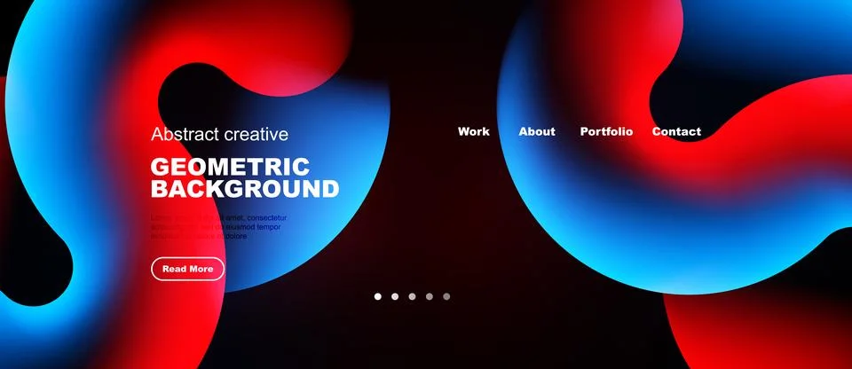 Abstract geometric background features vibrant blue, red gradients. Text Stock Illustration