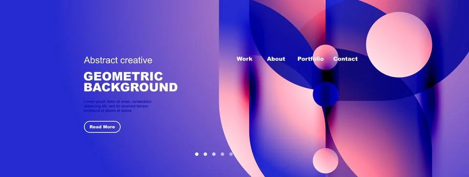 Abstract geometric background features vibrant blue, pink gradients. Website Stock Illustration