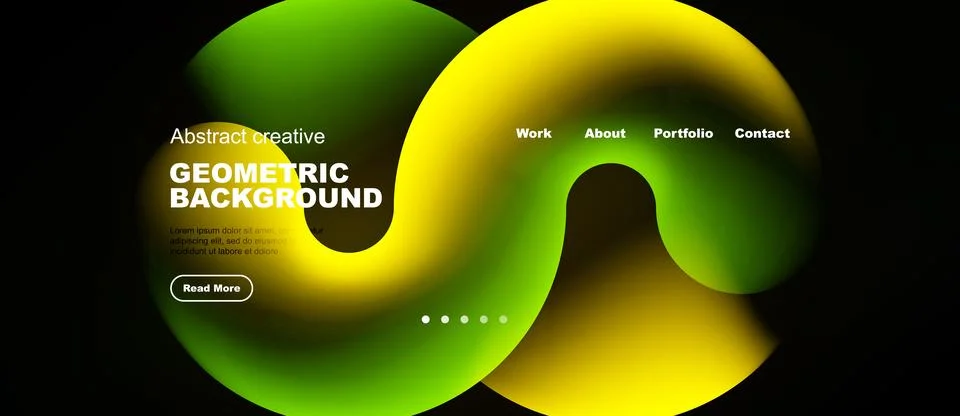 Abstract geometric background features vibrant green, yellow gradients. Websi Stock Illustration
