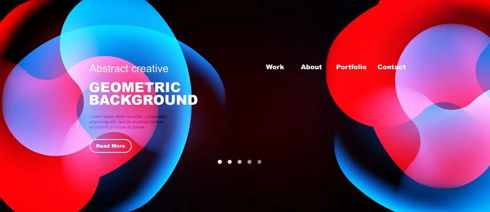 Abstract geometric background features vibrant blue, red gradients. Text Stock Illustration