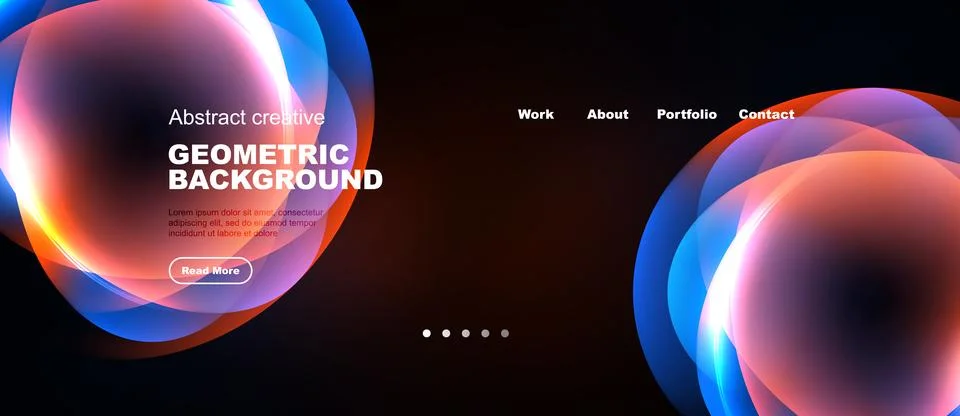 Abstract geometric background features vibrant blue, red gradients. Website Stockillustratie