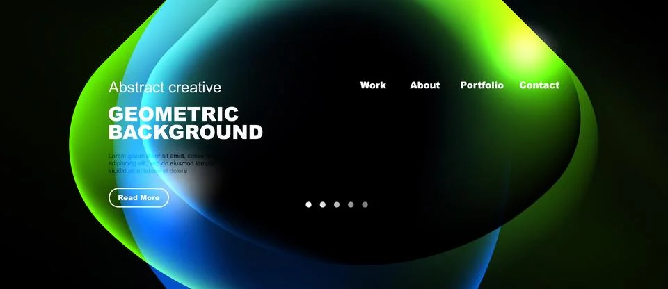Abstract geometric background features vibrant blue, green hues. Website Illustrazione stock