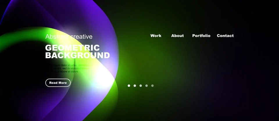 Abstract geometric background features vibrant purple, green gradients. Websi Stock Illustration