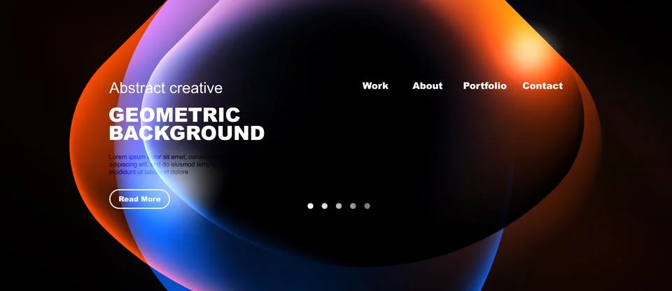 Abstract geometric background features vibrant overlapping shapes. Dark bac.. Stock Illustration