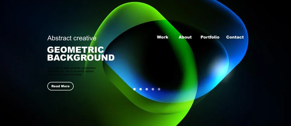 Abstract geometric background features vibrant green, blue shapes. Website Stock Illustration