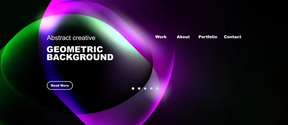 Abstract geometric background features vibrant colors, gradients, text elem.. Stock Illustration