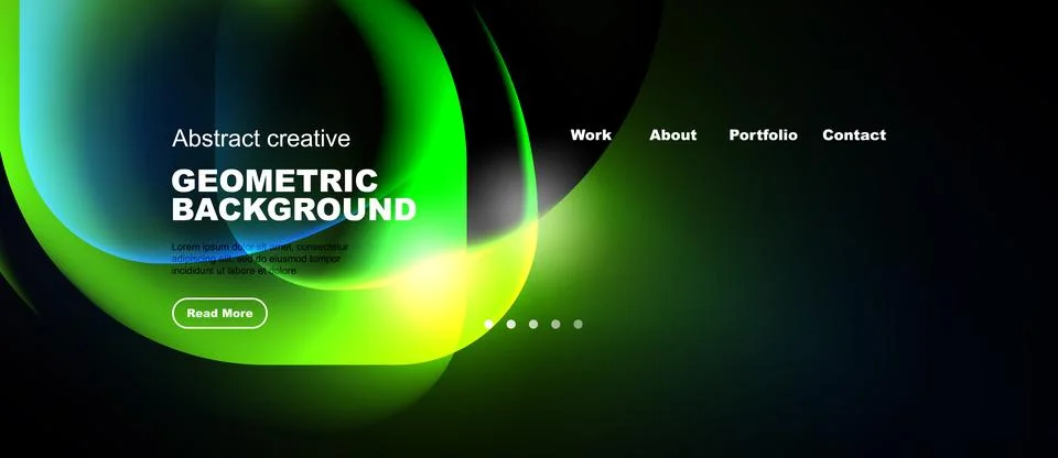 Abstract geometric background features vibrant green, yellow hues. Text ele.. Stock Illustration