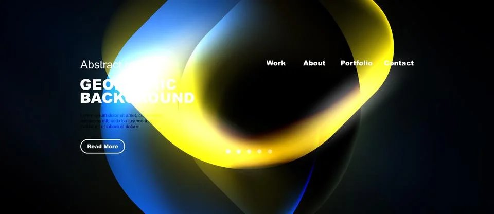 Abstract geometric background features vibrant blue, yellow gradients. Websit Illustrazione stock