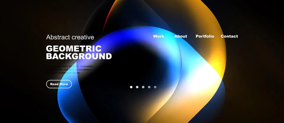 Abstract geometric background features vibrant blue, yellow gradients. Websit Illustrazione stock