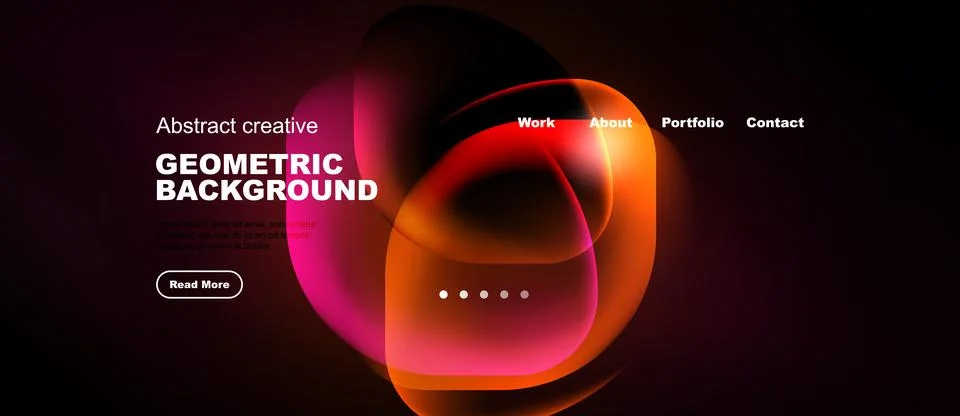 Abstract geometric background features vibrant pink, orange hues. Website h.. Stock Illustration
