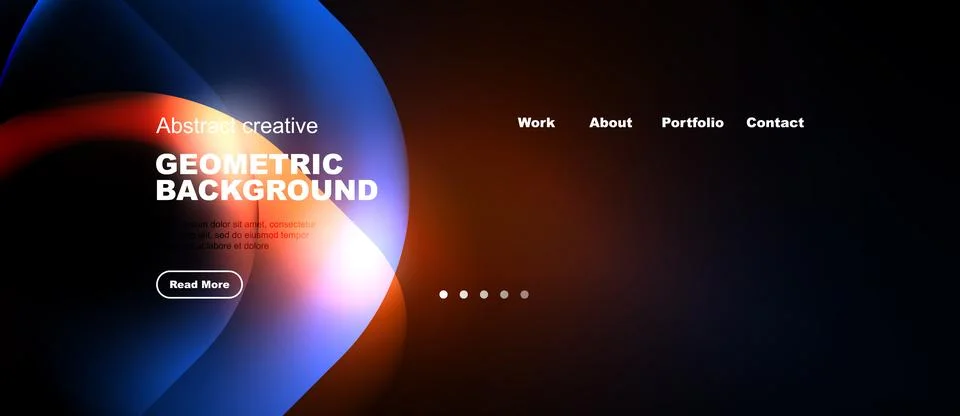 Abstract geometric background features vibrant blue, orange gradients. Text Illustrazione stock