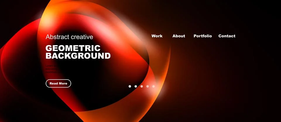 Abstract geometric background features vibrant red, orange hues. Website head Illustrazione stock