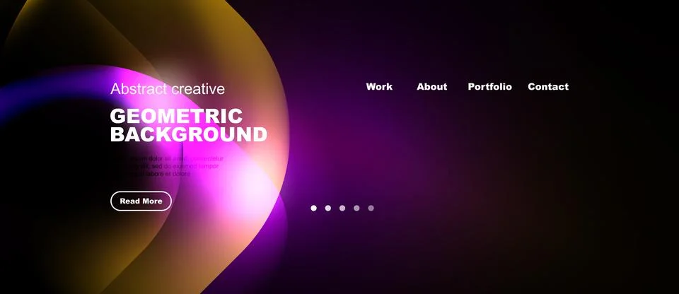 Abstract geometric background features vibrant colors, gradients, text elem.. Illustrazione stock