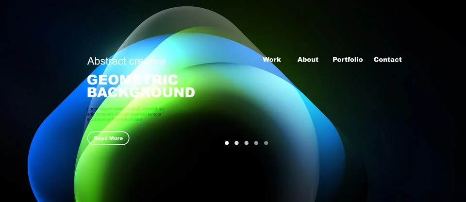 Abstract geometric background features vibrant gradients. Text overlays promo Illustrazione stock