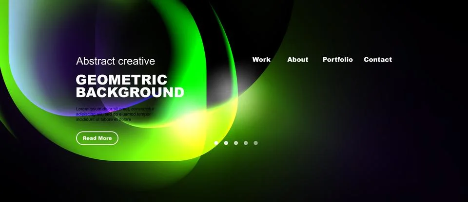 Abstract geometric background features vibrant green, blue hues. Website head Illustrazione stock