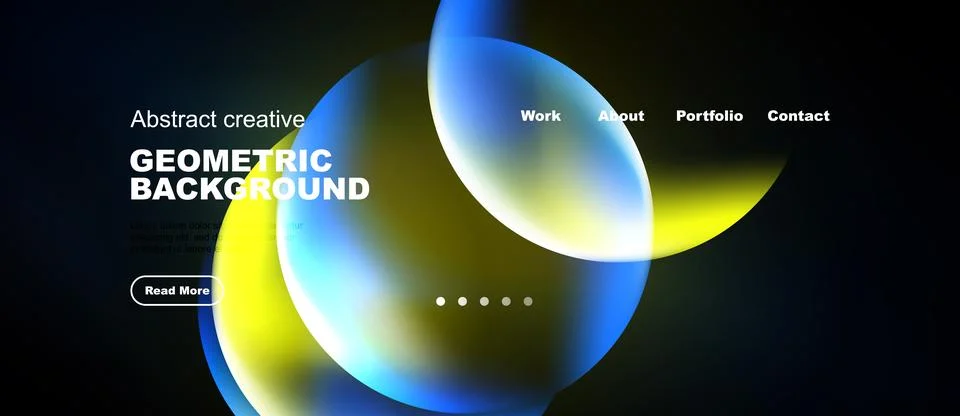 Abstract geometric background features vibrant blue, yellow gradients. Websit Illustrazione stock