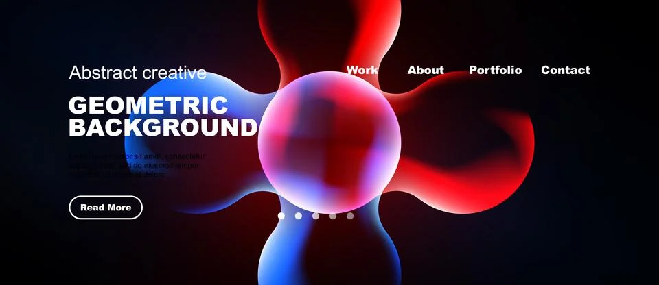 Abstract geometric background features vibrant red, blue shapes. Website head Stock Illustration