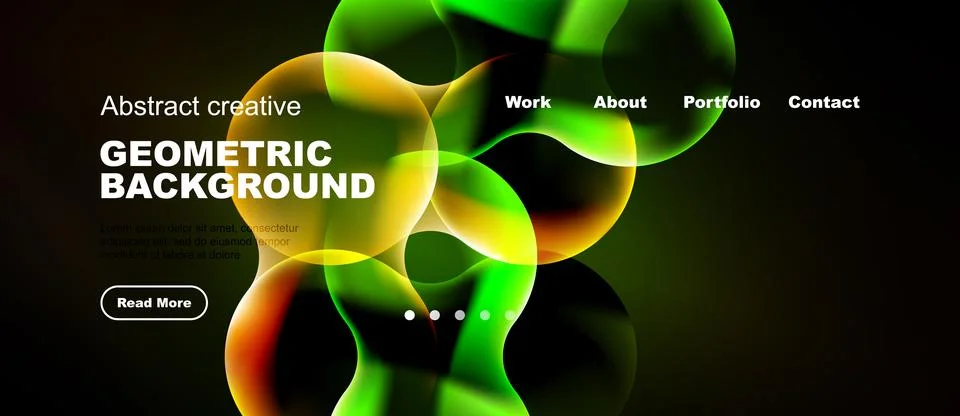 Abstract geometric background features vibrant green, orange hues. Website Stockillustratie