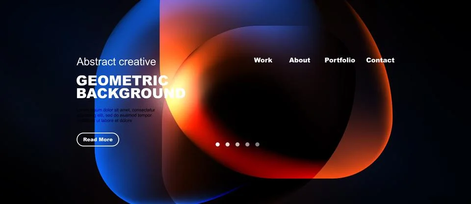 Abstract geometric background features vibrant overlapping shapes. Dark bac.. Stock Illustration