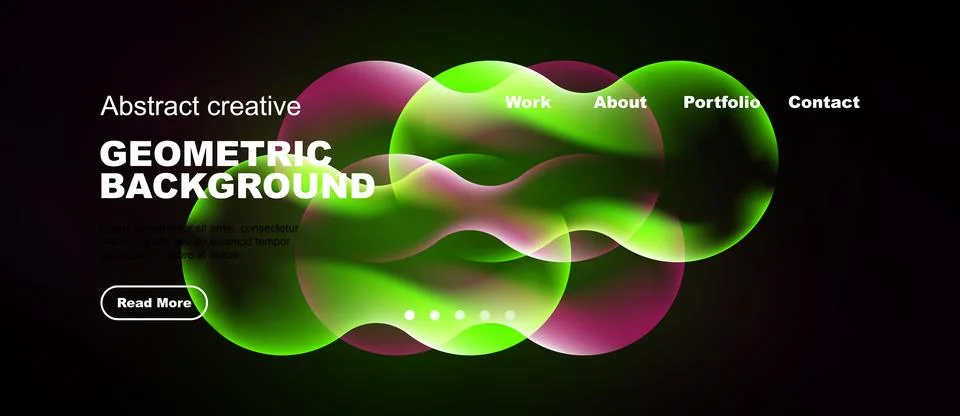 Abstract geometric background features vibrant green, purple shapes. Navigati Stock Illustration