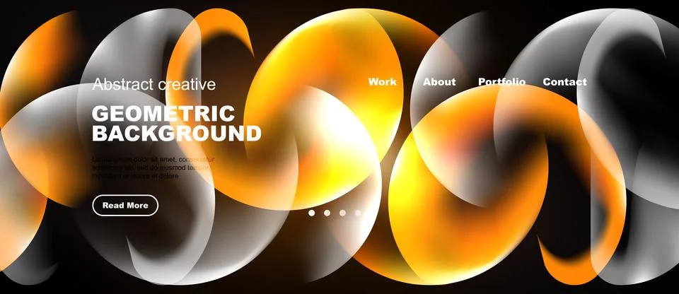 Abstract geometric background features vibrant orange, white shapes. Website イラスト素材