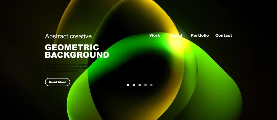 Abstract geometric background features vibrant green, yellow gradients. Websi Stock Illustration