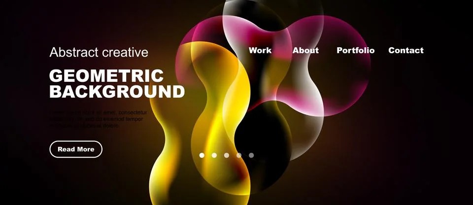 Abstract geometric background features vibrant shapes, text elements, navig.. Stock Illustration