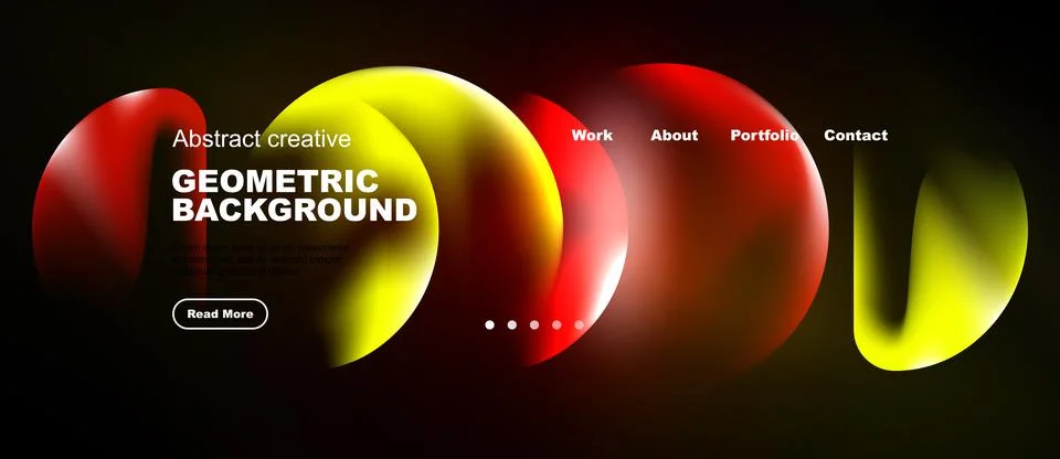 Abstract geometric background features vibrant red, yellow gradients. Website Illustrazione stock