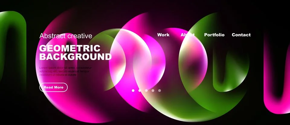 Abstract geometric background features vibrant pink, green hues. Website head Illustrazione stock